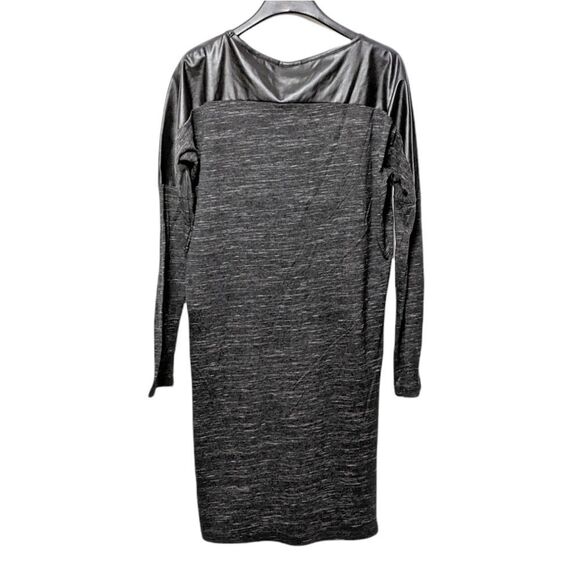 MAISON SCOTCH Space Dye Linen Blend Faux Leather Panel Dress M - Picture 6 of 11